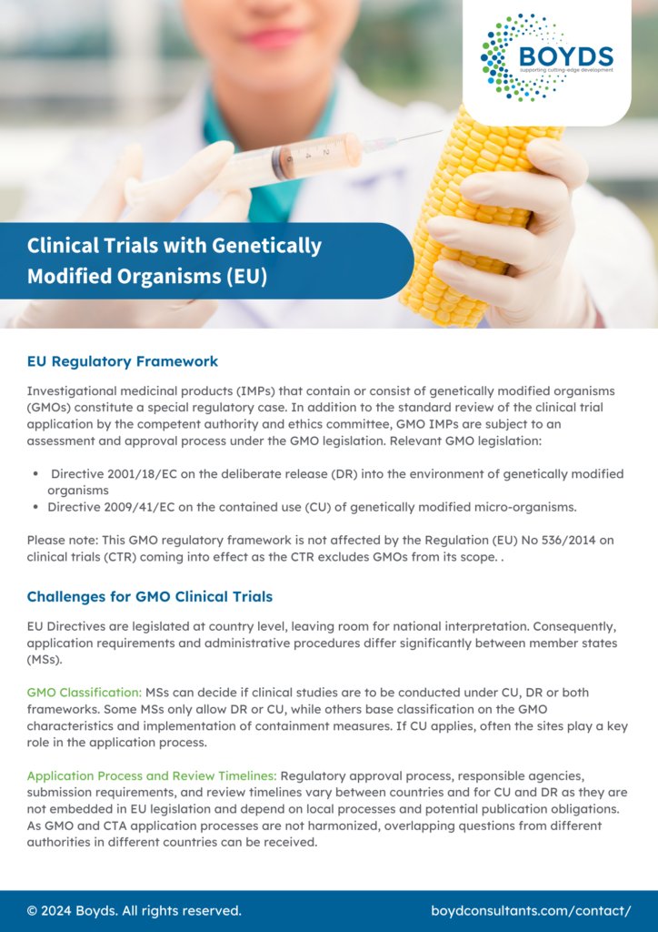 Clinical Trials with Genetically Modified Organisms (EU)