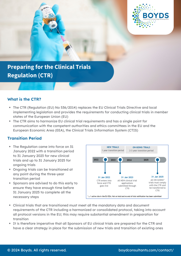Preparing for the Clinical Trials Regulation (CTR)